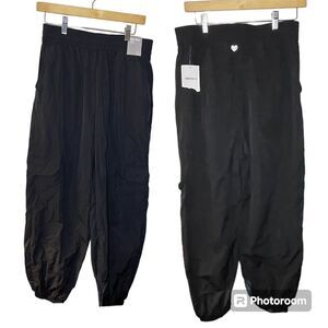 Forever 21 Black Jogger Ankle Pants Size Large High Rise Leggings Workout NWT